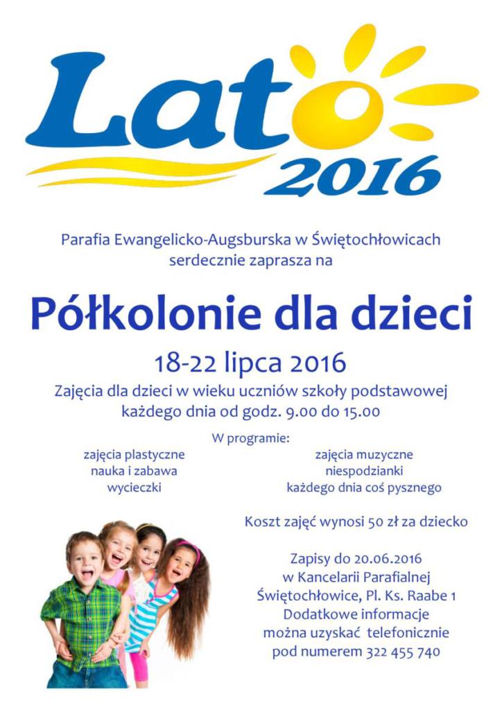 Plakat półkolonie lato 2016